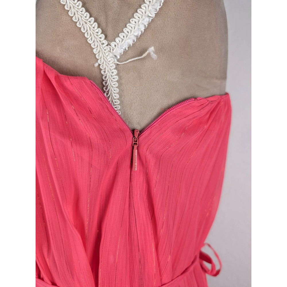NWT Ted Baker Pinata Pink Midi Dress High Low Sz XS Tropical Resort Vacation - Picture 6 of 13